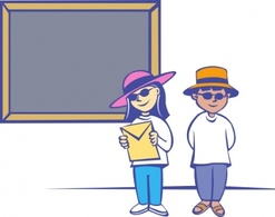 Kids In Front Of A Blackboard clip art