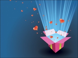 Lovely hearts and light rays coming out of a box. Ideal as card or e-card ...