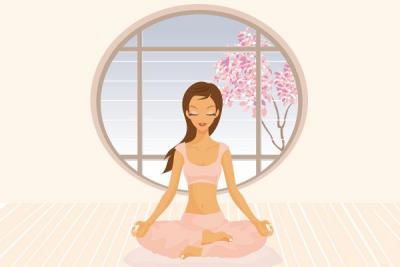 Meditating Yoga Girl Vector