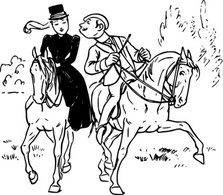 Outline People Man Lady Woman Girl Couple Person Horse Horses Garden Riding Lean