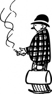 Outline People Man Little Funny Cigar Smoker