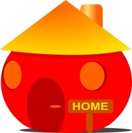 Red Building House Home Round Orange Fat Maison