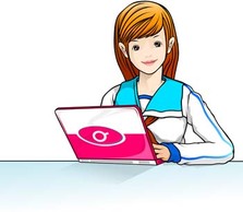 School girl and laptop vector