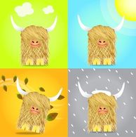 Scotland in one day! Seasonal Highland Cow Vectors