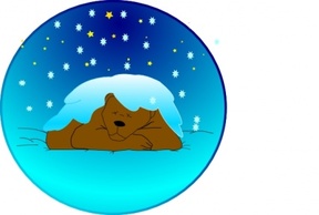 Sleeping Bear Under Stars With Snow | Circle clip art