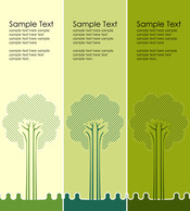 Three colors green cards with stylized trees
