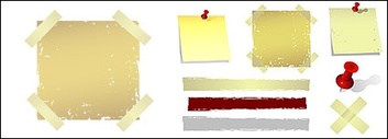 Transparent plastic and paper notes Vector