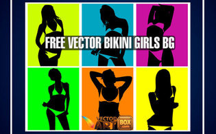 Vector Bikini Girls Pop Art Style Background