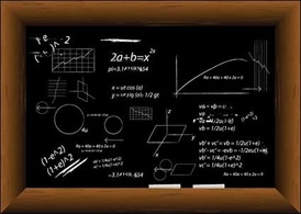 Vector formula blackboard filled with