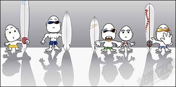 Windsurfing cartoon characters set vector