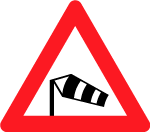 Wind Warning Traffic Vector Sign